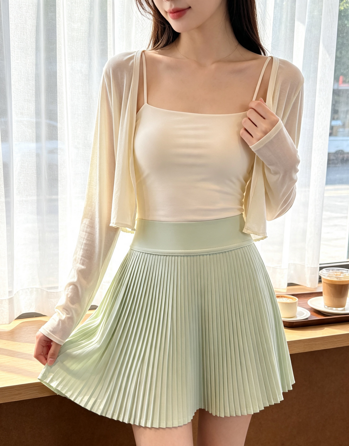 Accordion Pleated Mini Skort | Ayla