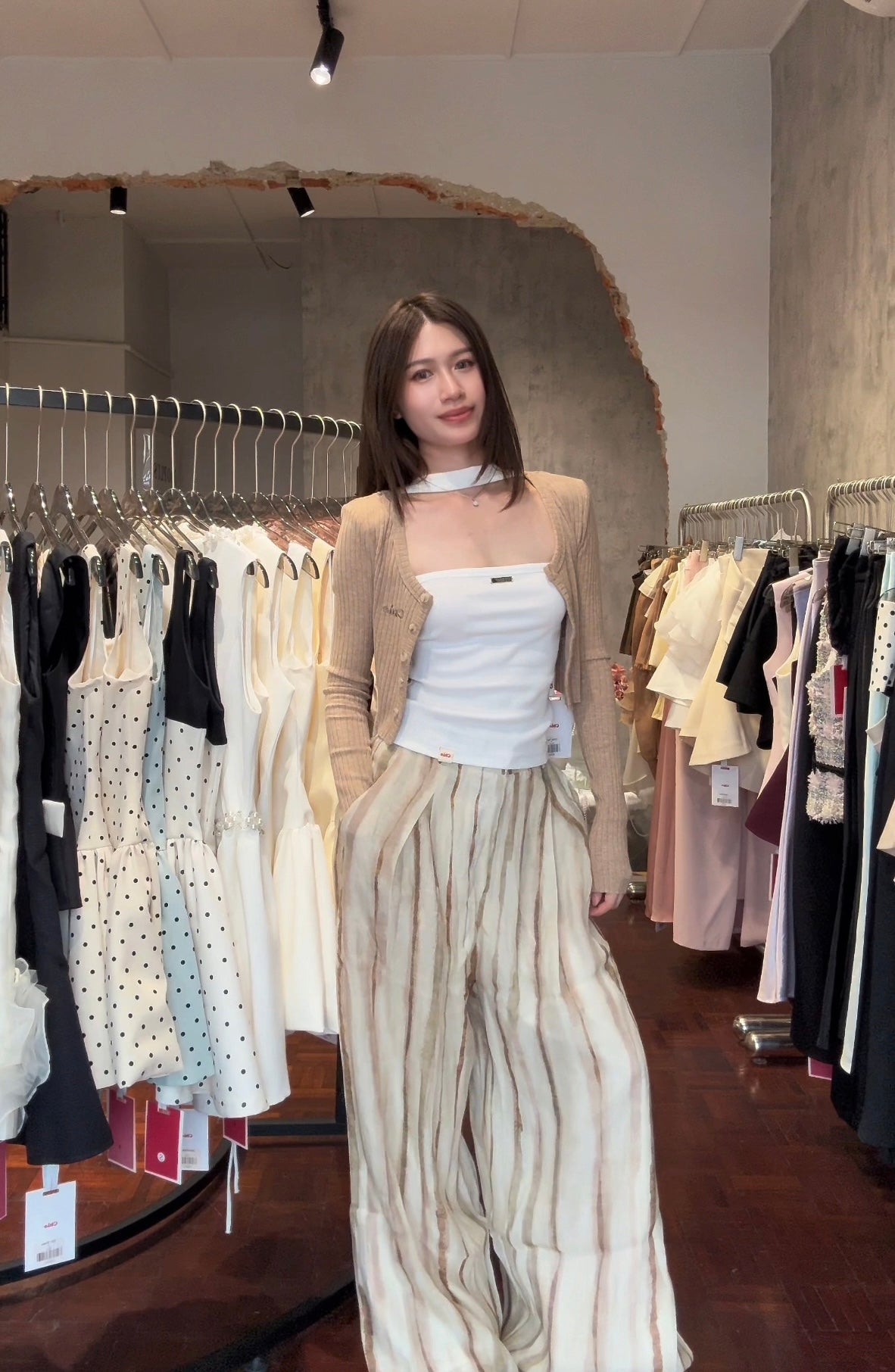 Watercolour Stripe Wide-Leg Trousers | Junia