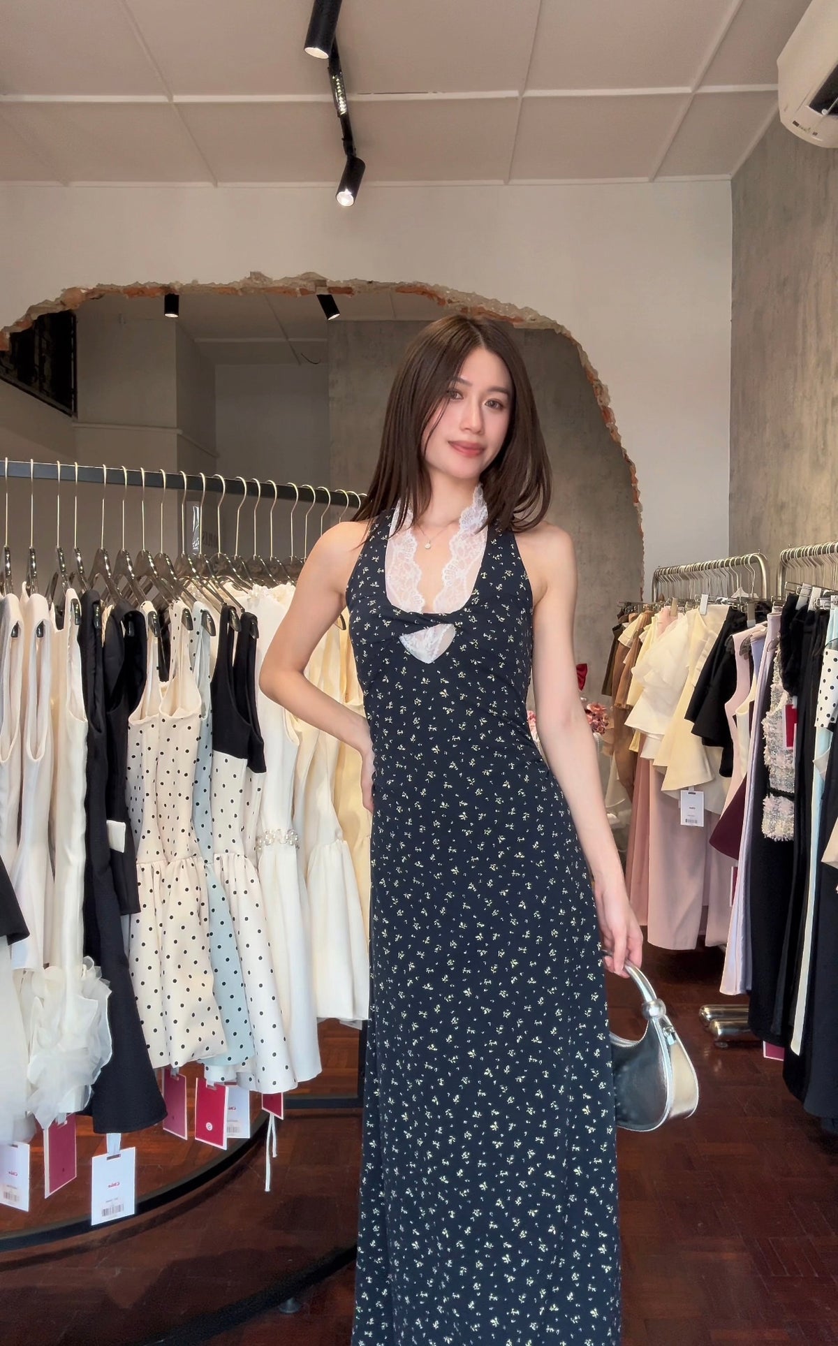 Ditsy Floral Halter Maxi Dress | Indie