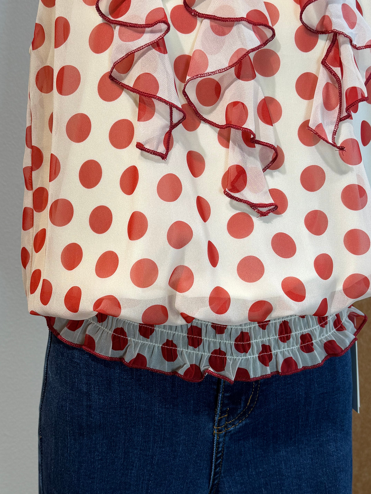 Polka Dot Ruffle-Front Halter Top | Petra