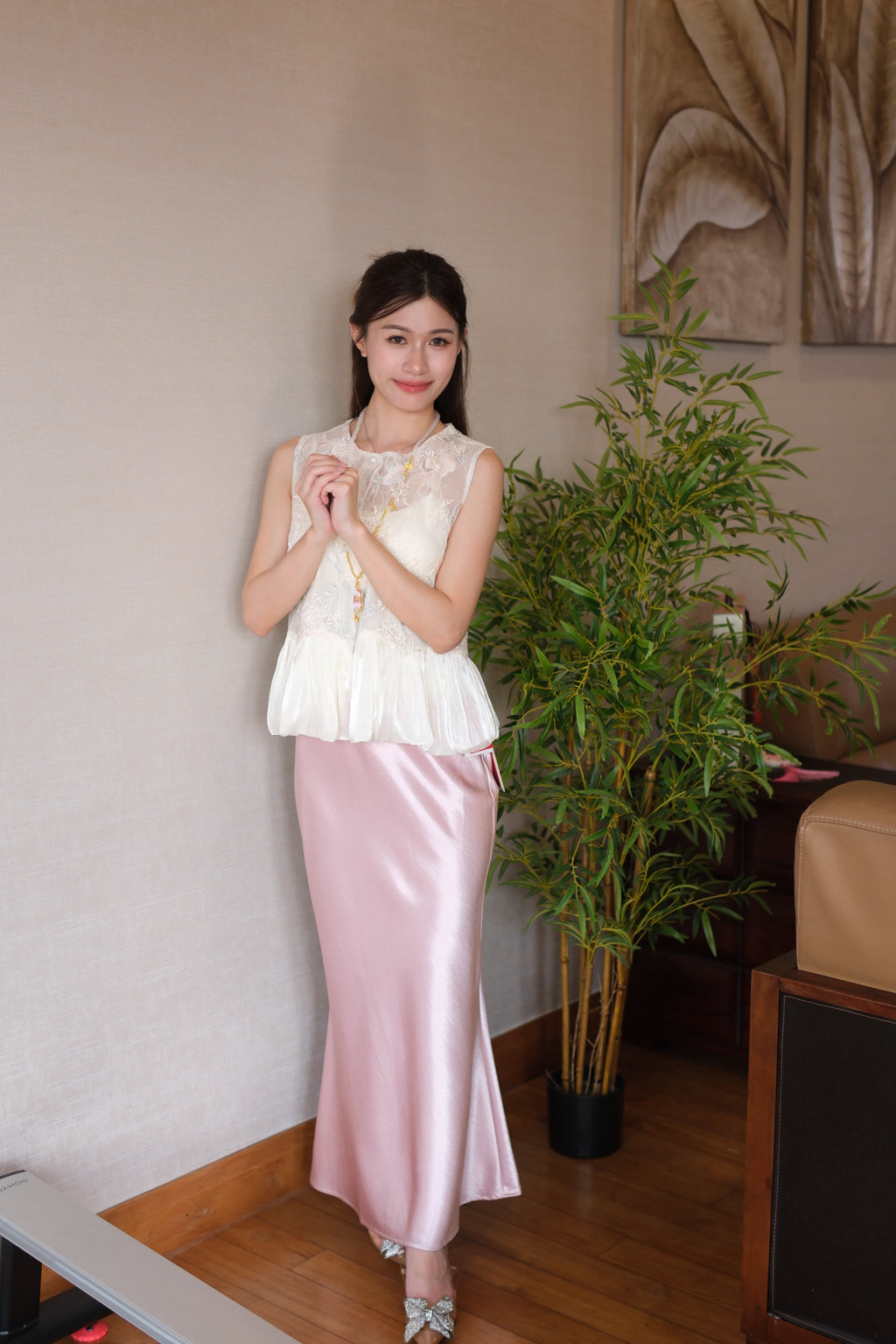 Floral Embroidered Peplum Lace Vest | Amina