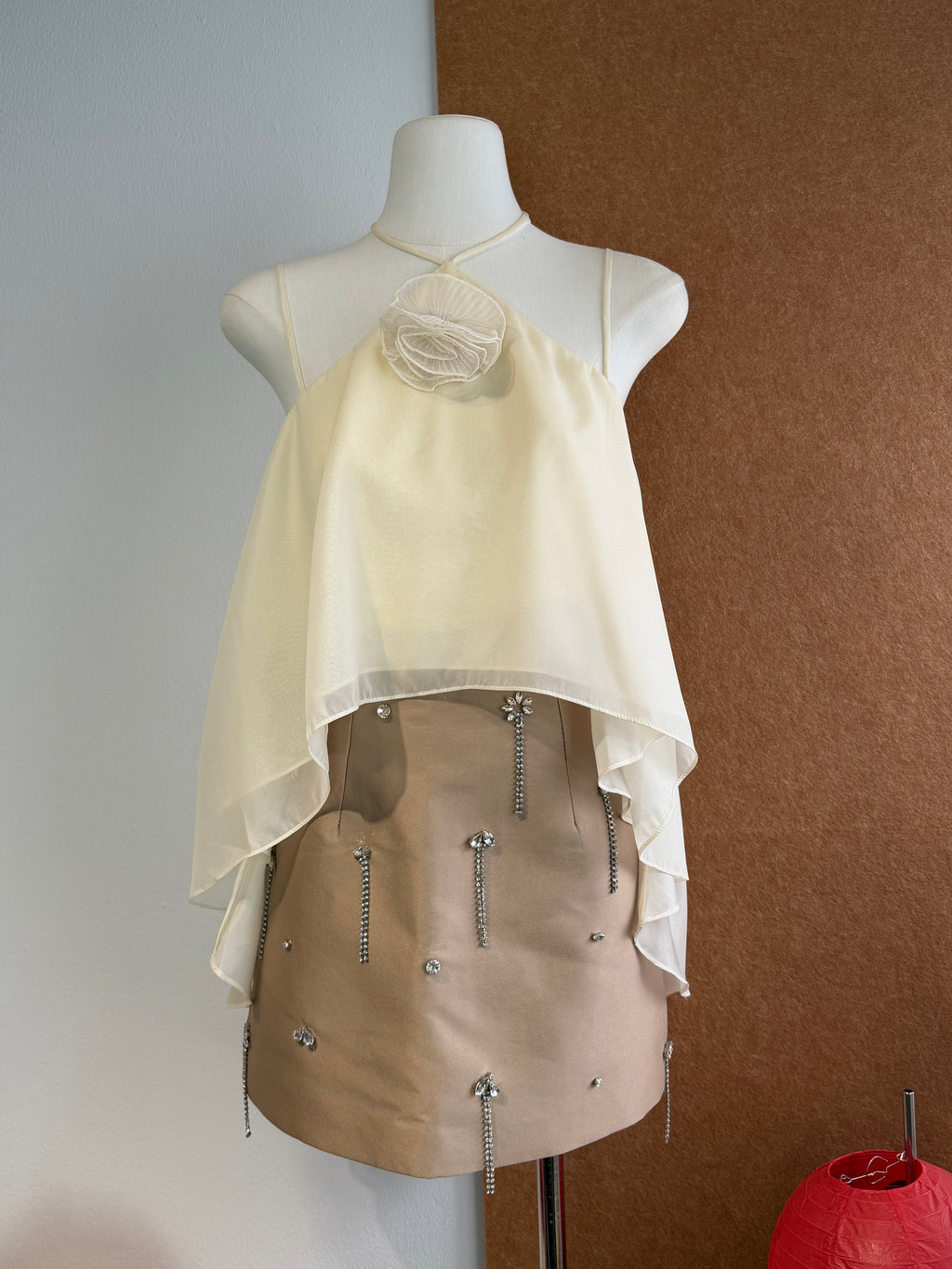 Cream Rosette Layered Cami Top | Nora Top