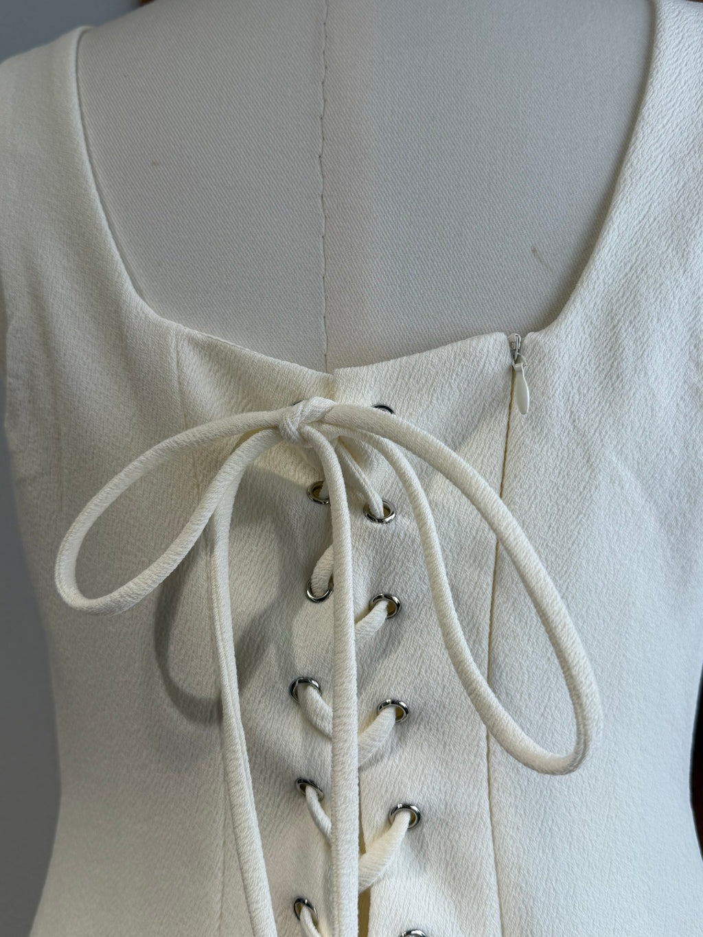 Square-Neck Lace-Up Mini Dress | Jemma Dress