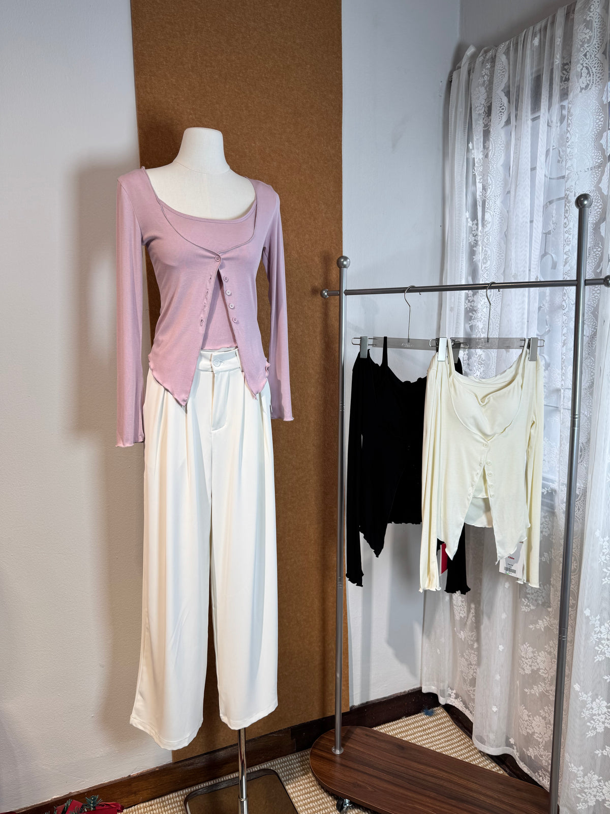 Ribbed Cami & Asymmetric Cardigan Set | Xavi