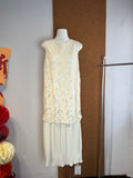 3D Floral Appliqué Lace Micro-Pleat Maxi Dress | Lilian