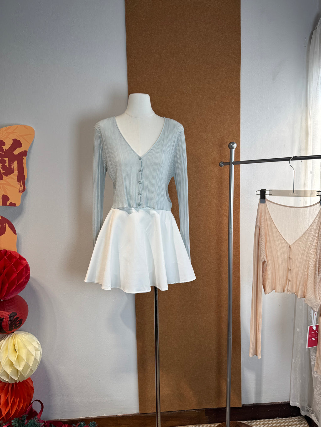 Cropped Semi-Sheer Ribbed Knit Cardigan | Shine