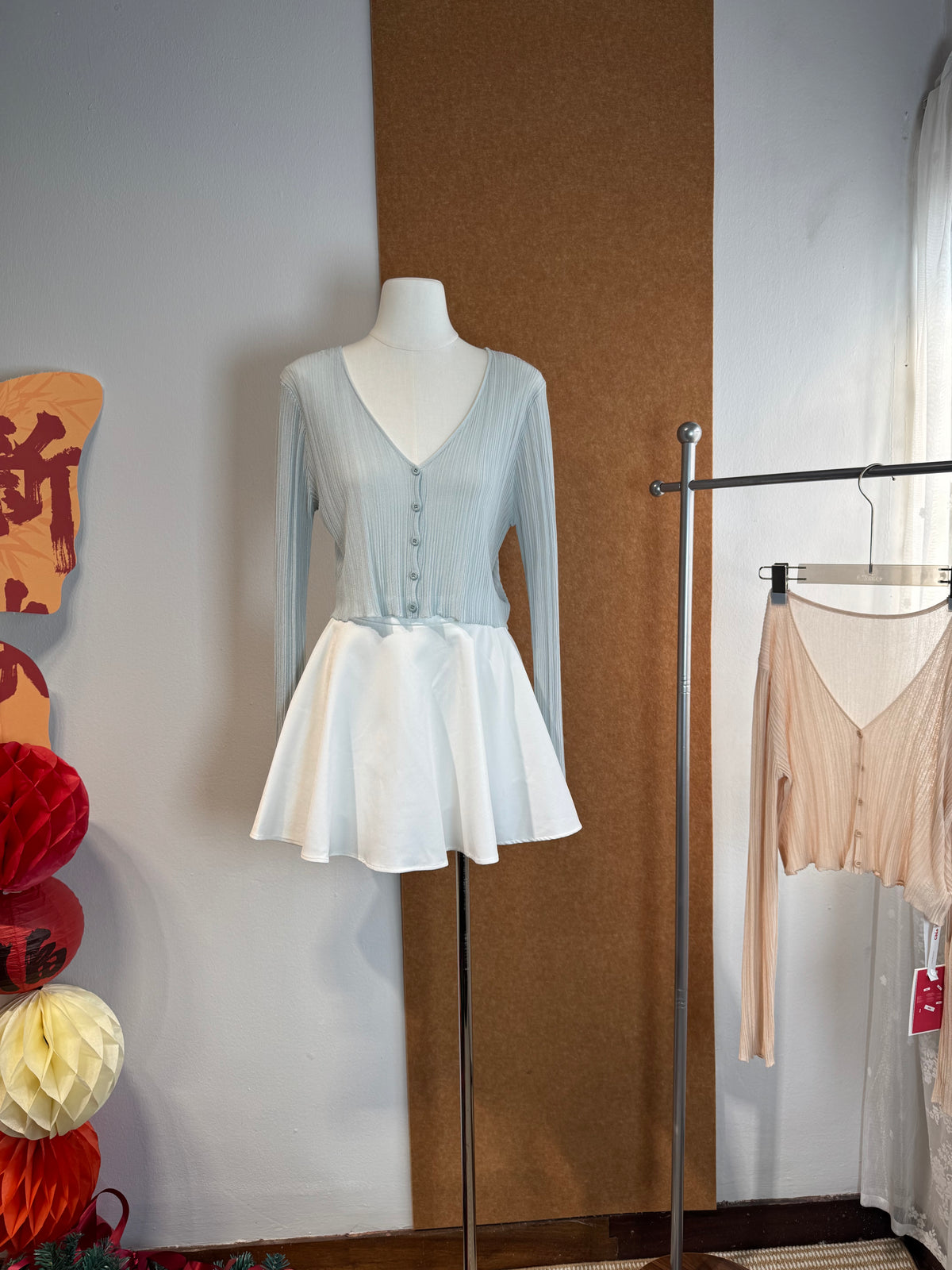 Cropped Semi-Sheer Ribbed Knit Cardigan | Shine