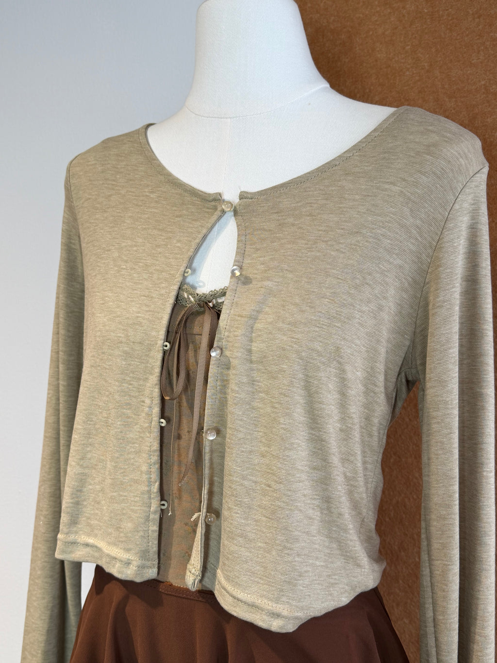 Sheer Knit Pearl-Button Cropped Sun Cardigan | Elysia