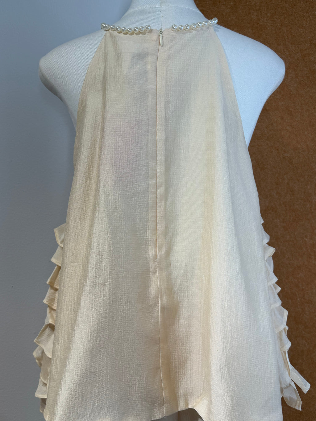 Pearl Halter Neck Tiered Ruffle Chiffon Top | Kynah