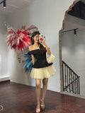 Oversized Collar Off-Shoulder Peplum Tulle Mini Dress | Jessa