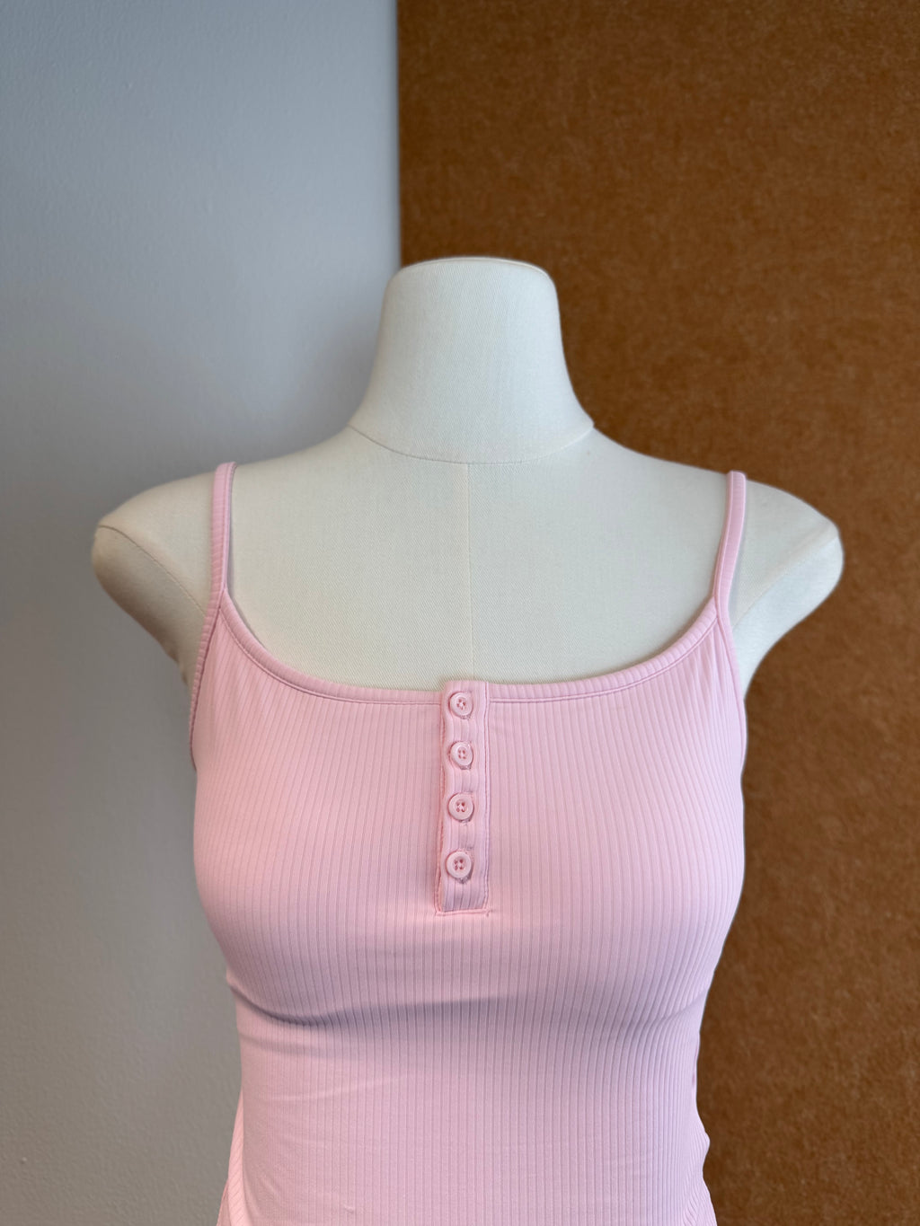 Ribbed Button-Front Cami | Amber