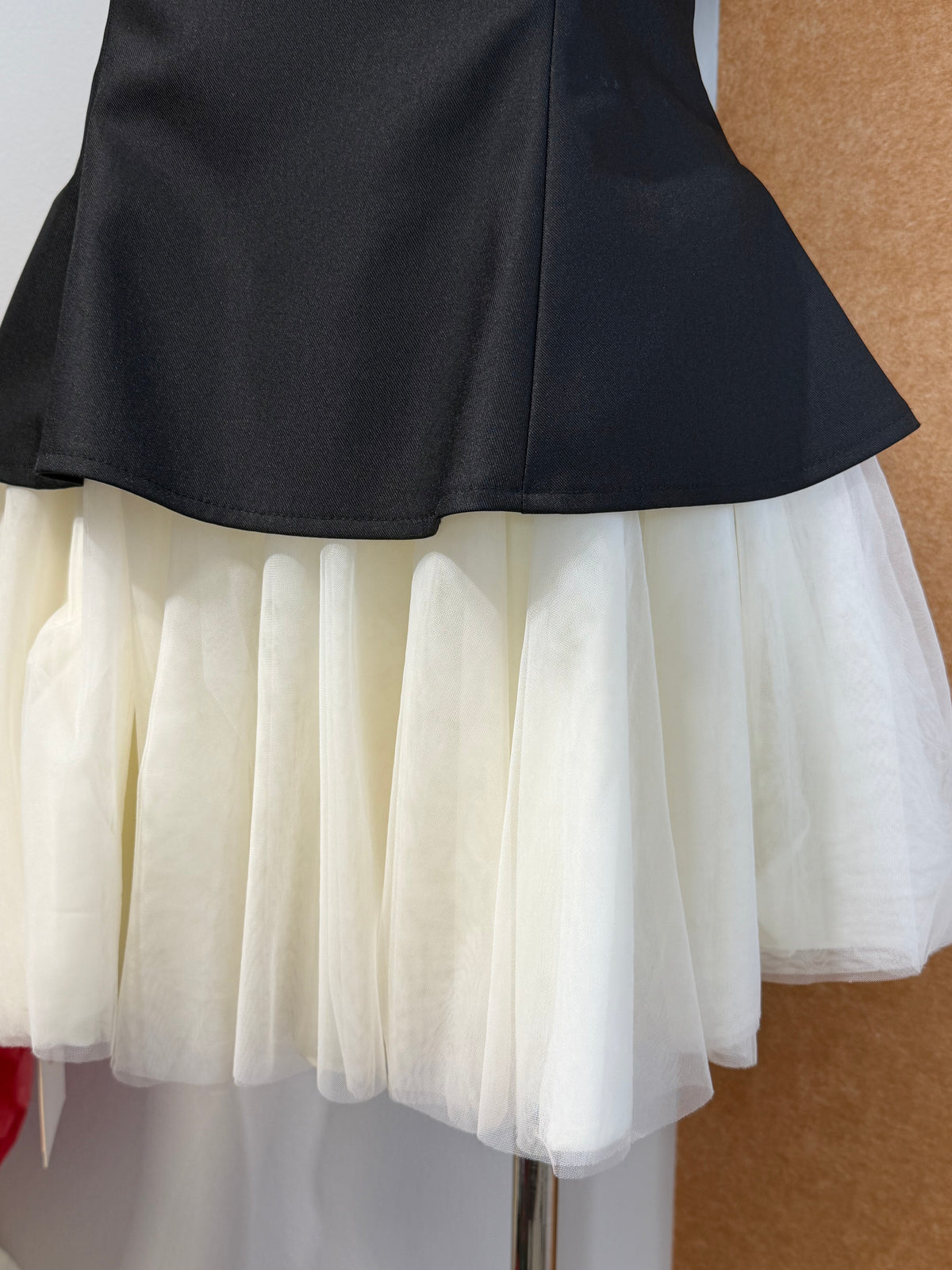 Oversized Collar Off-Shoulder Peplum Tulle Mini Dress | Jessa