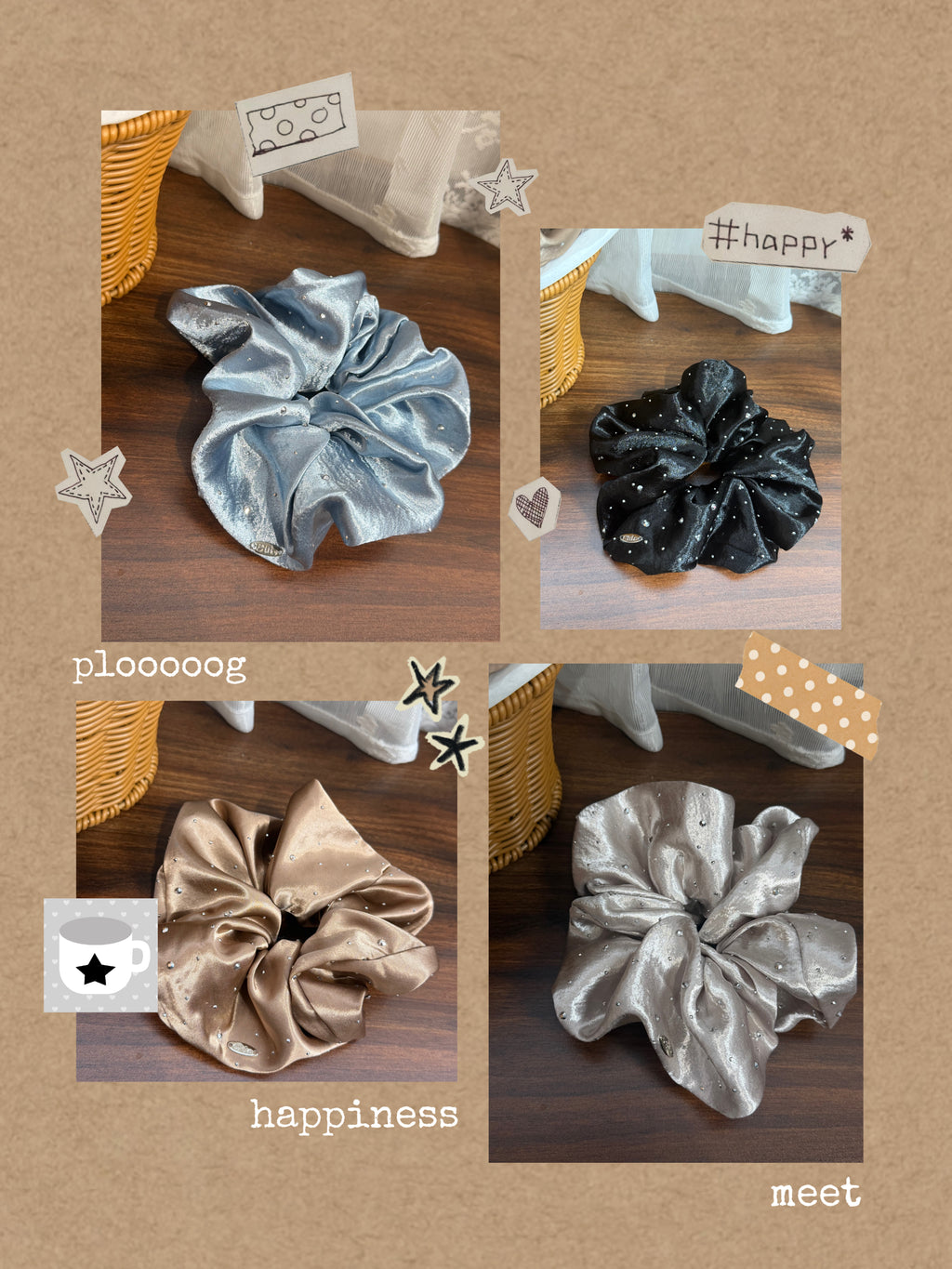 Oversized Rhinestone Satin Scrunchie