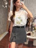 High-Waist Belted A-Line Mini Skirt with Front Slit | Madison