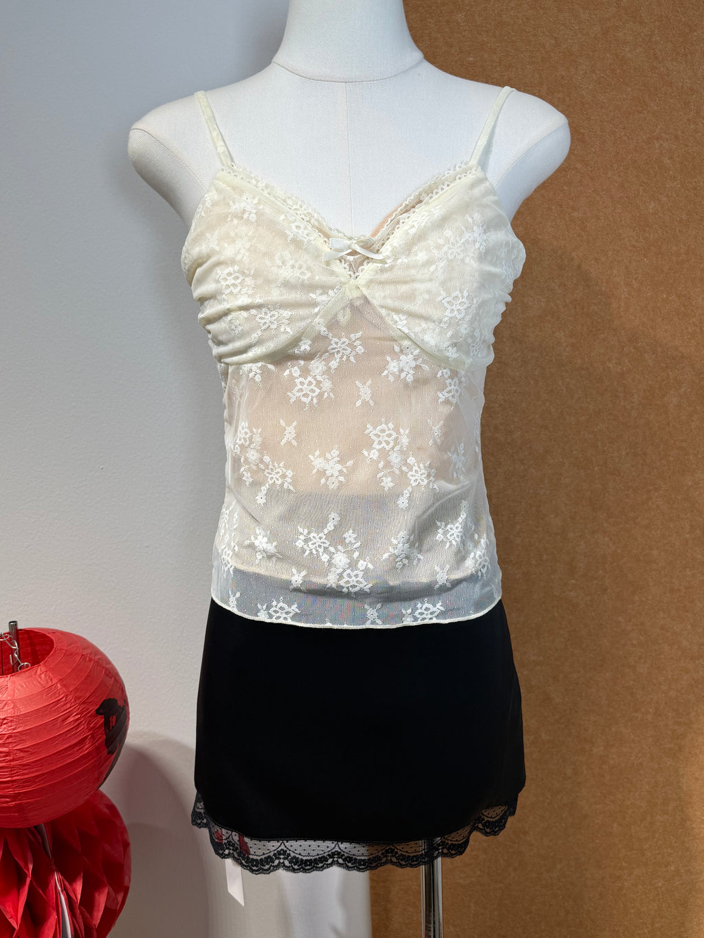 Lace Embroidery Twisted-Front Cami & Cardigan Set | Quina