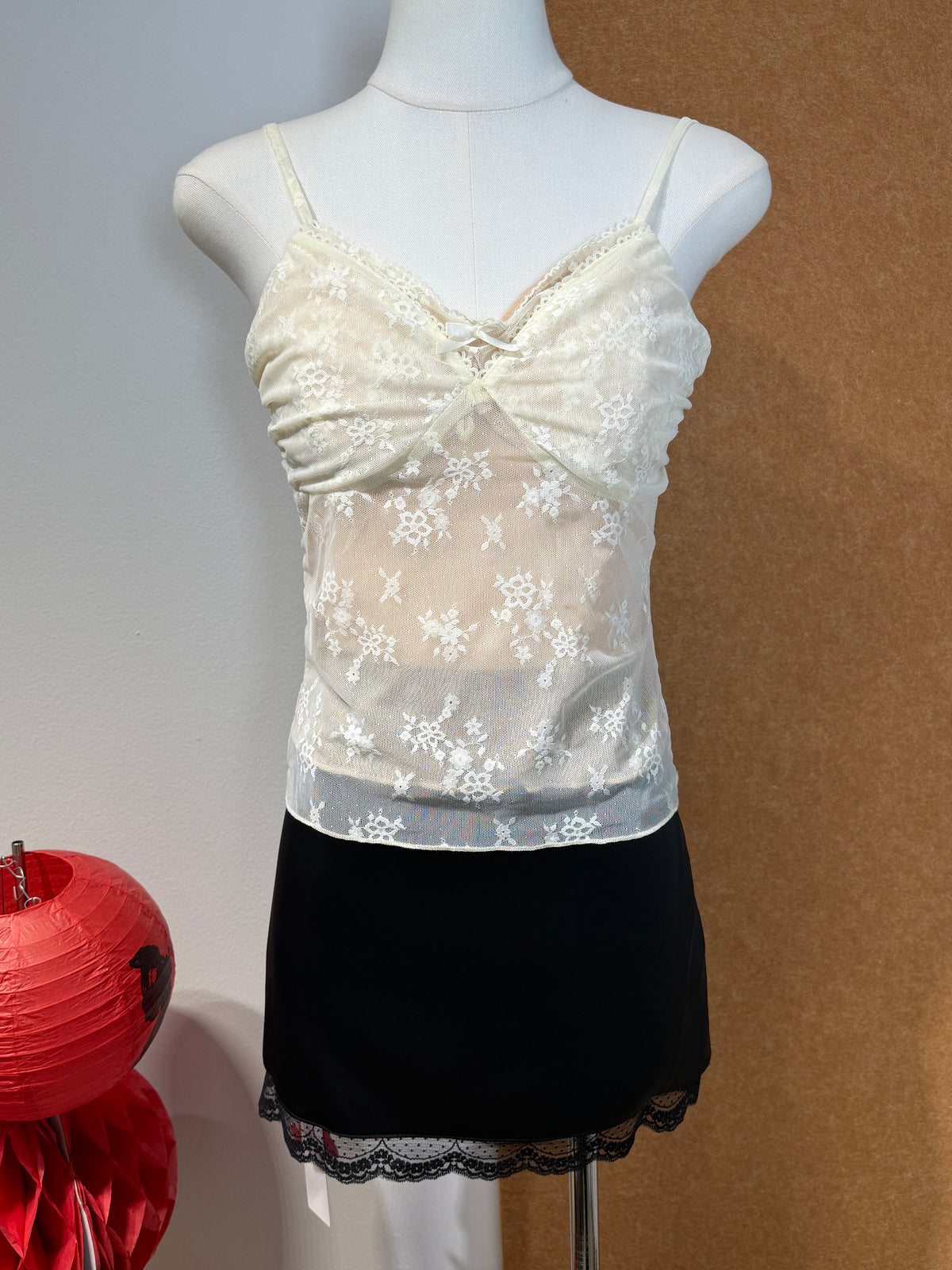 Lace Embroidery Twisted-Front Cami & Cardigan Set | Quina