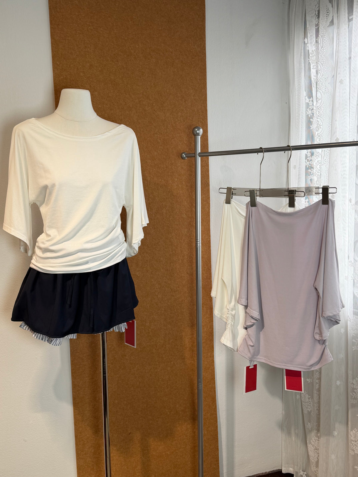 Off-Shoulder Batwing Ruched Top | Rhea