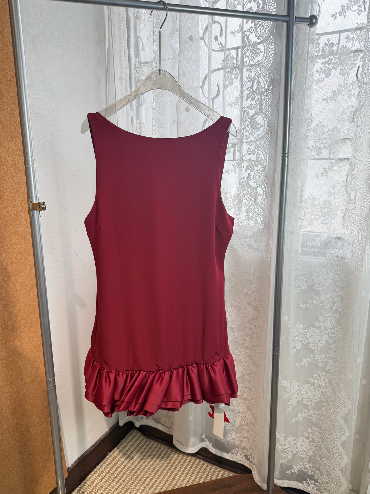 Boat-Neck Double Ruffle-Hem Mini Dress | Ursula