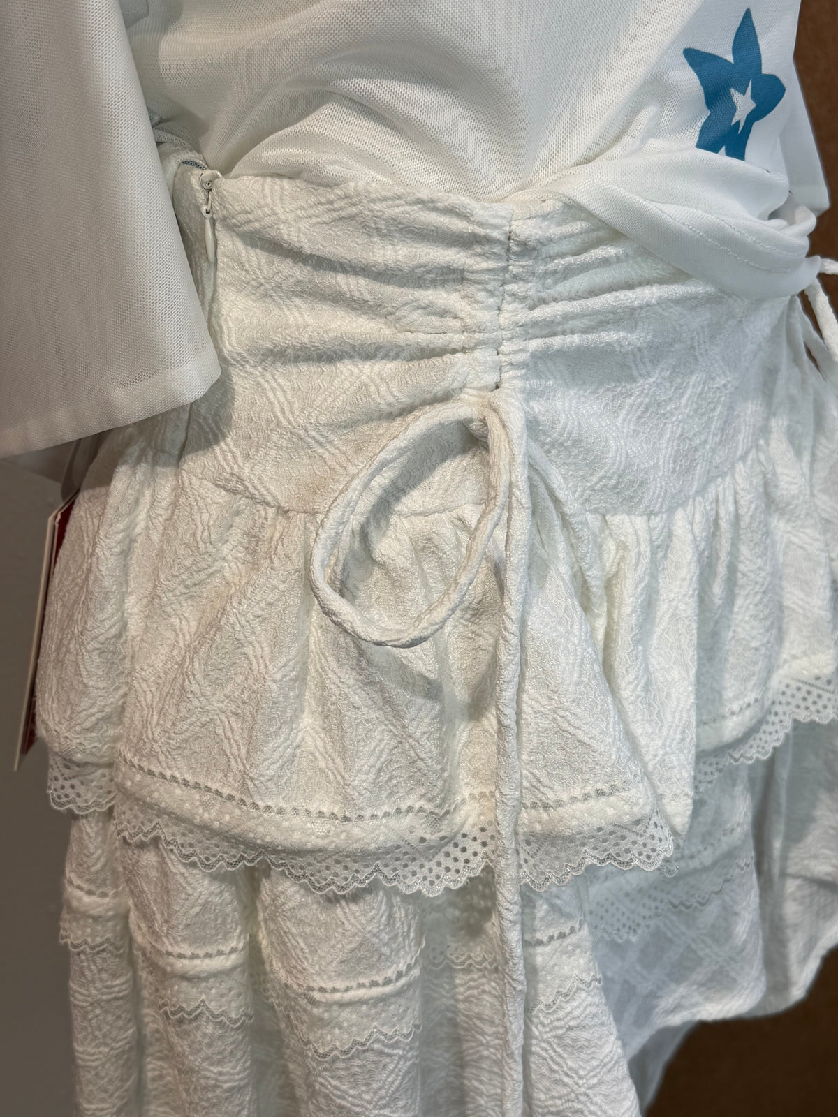 Asymmetric Lace Panel Textured Skirt | Eva