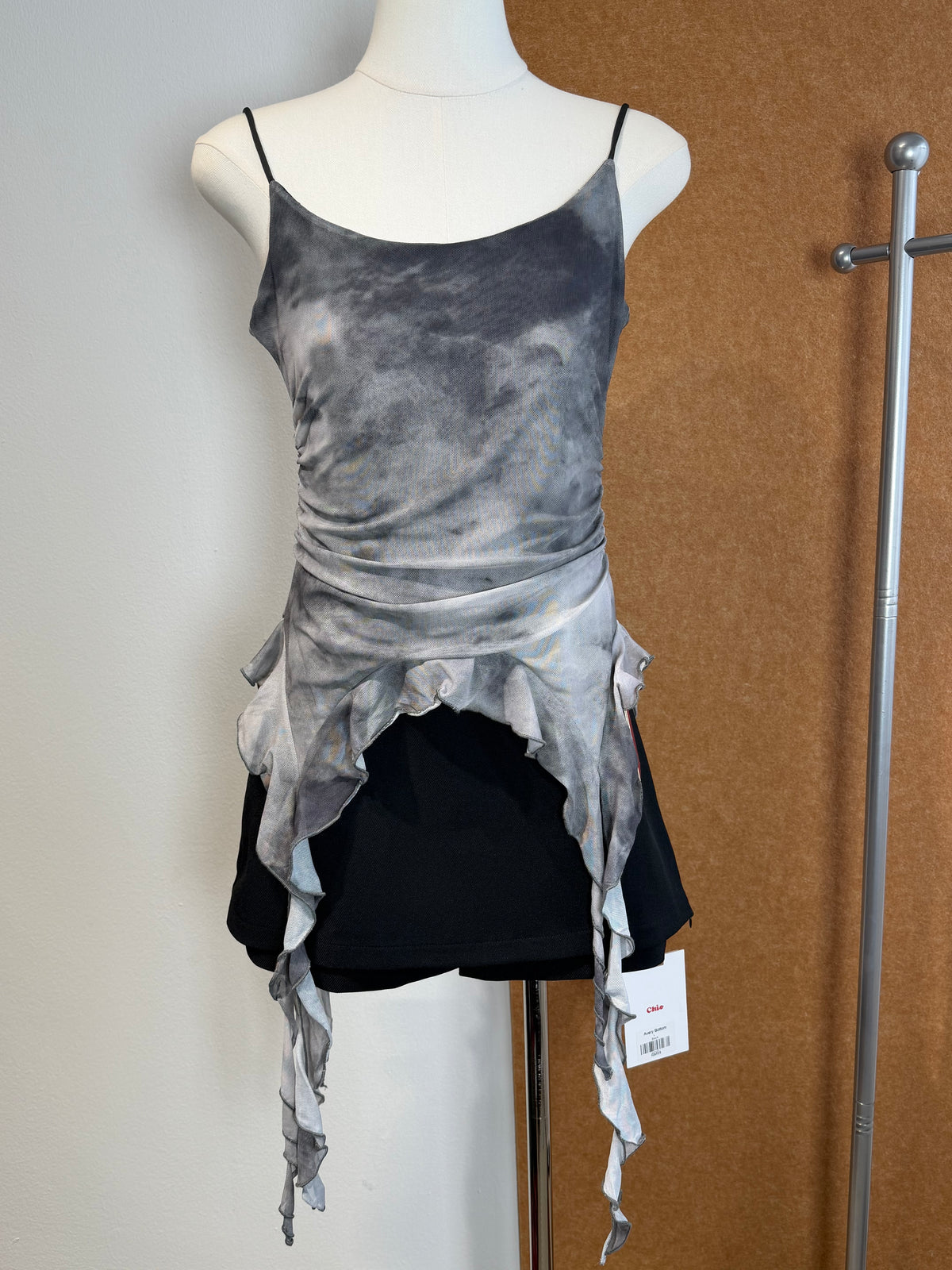 Storm Print Mesh Ruffle Cami | Hera