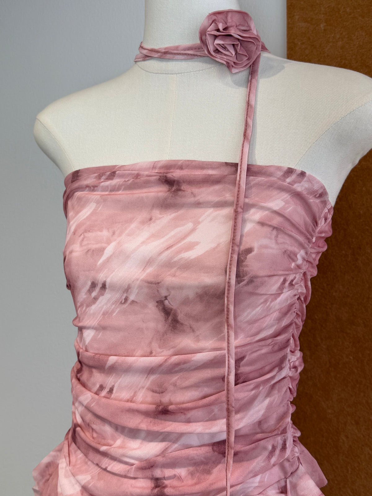 Corsage Halter Ruched Mesh Bustier Top | Unity