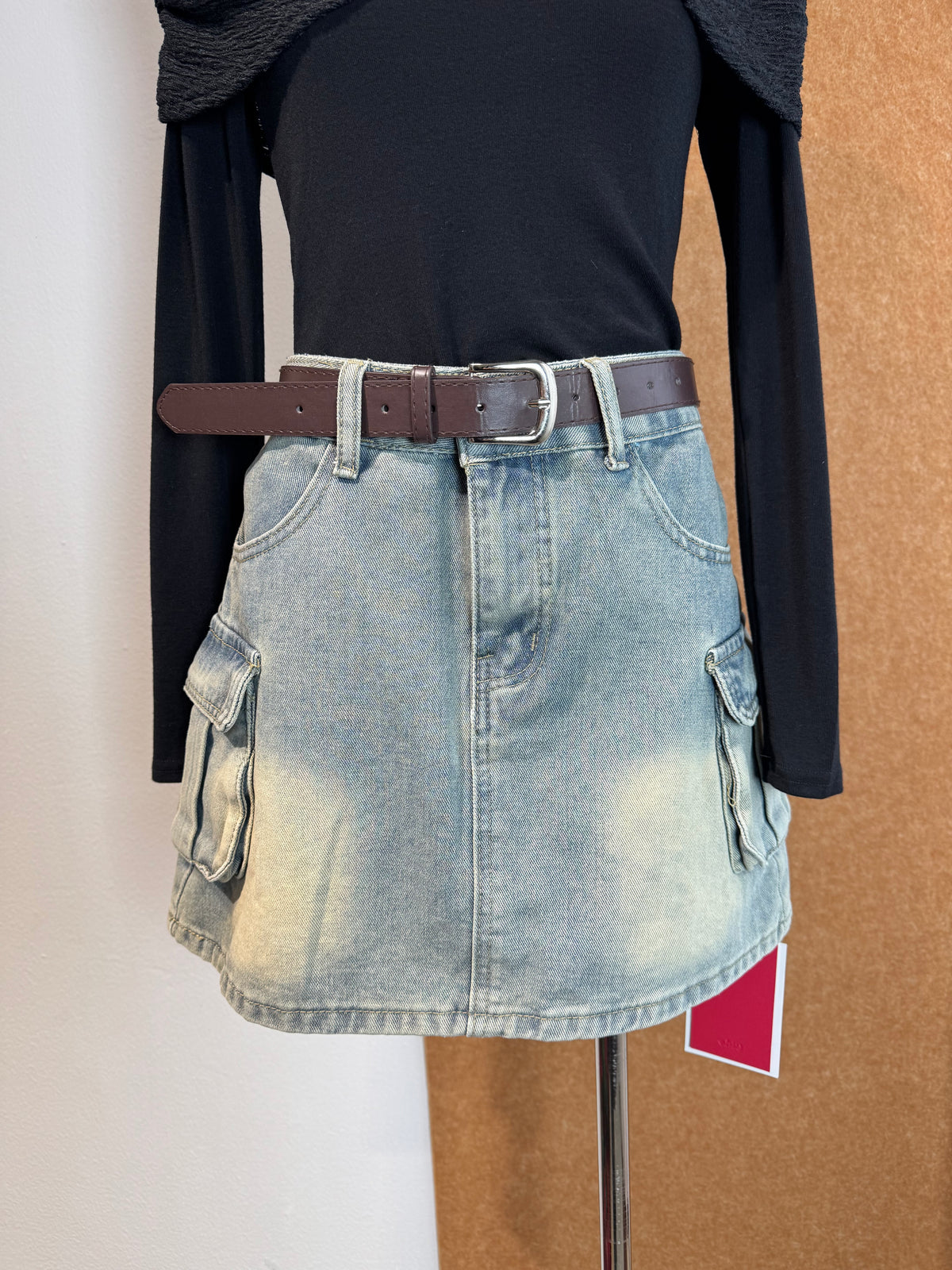 Cargo Pocket Denim Mini Skirt | Aurelia