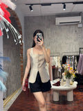 Pearl-Button U-Neck Fitted Vest | Aspen
