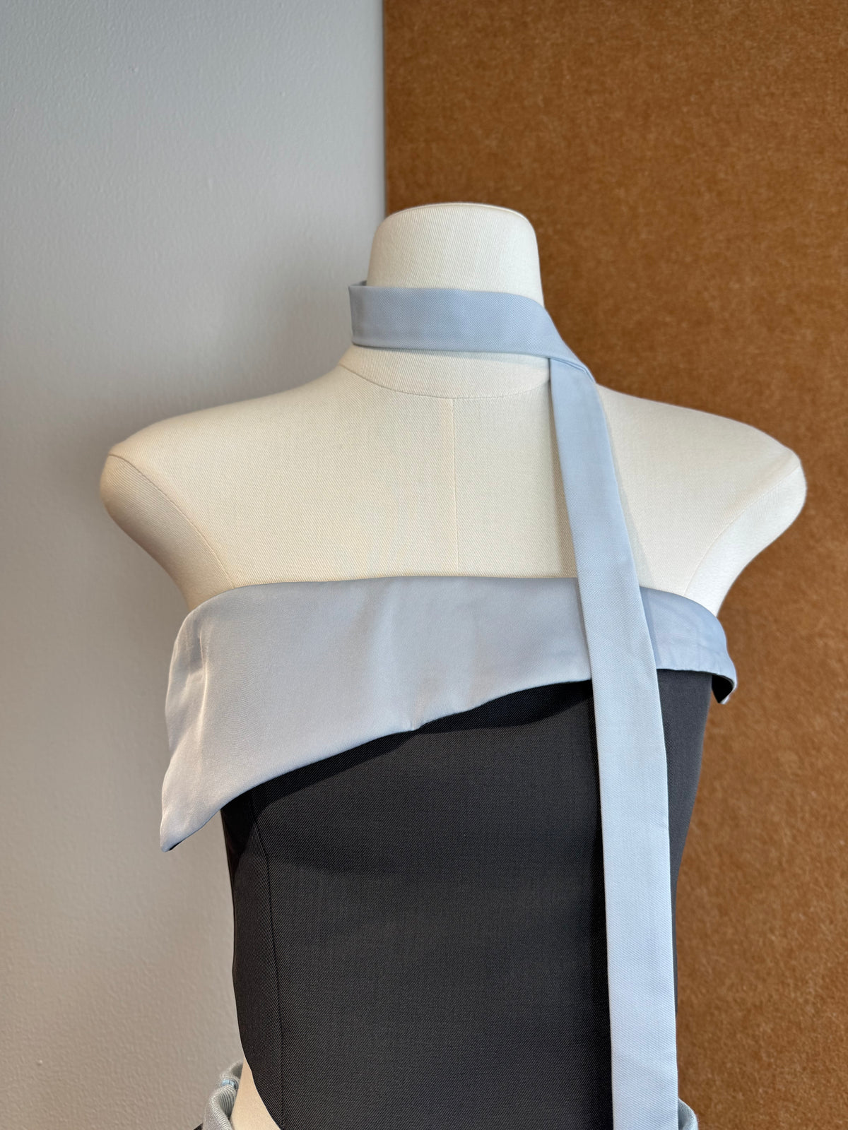 Structured Strapless Bandeau Crop Top with Contrast Fold-Over Band and Detachable Sash | Demi