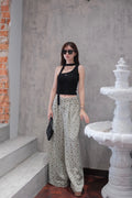 High-Waist Pleated Wide-Leg Floral Trousers | Holly