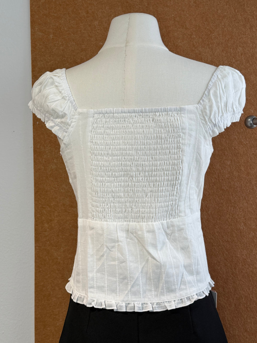 Jacquard Puff-Sleeve Corset Blouse | Nixie