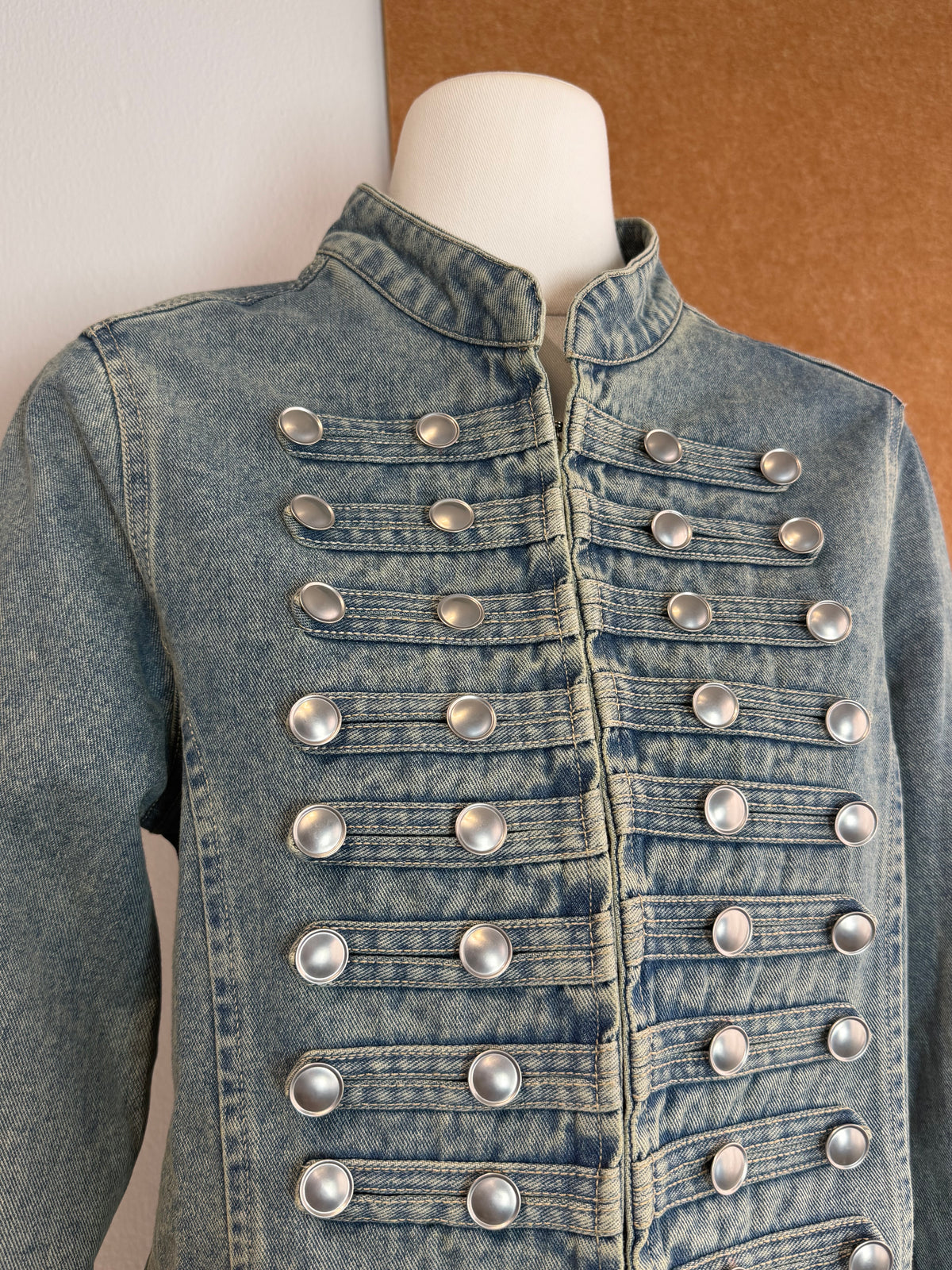 Military-Inspired Denim Jacket | Uras Top