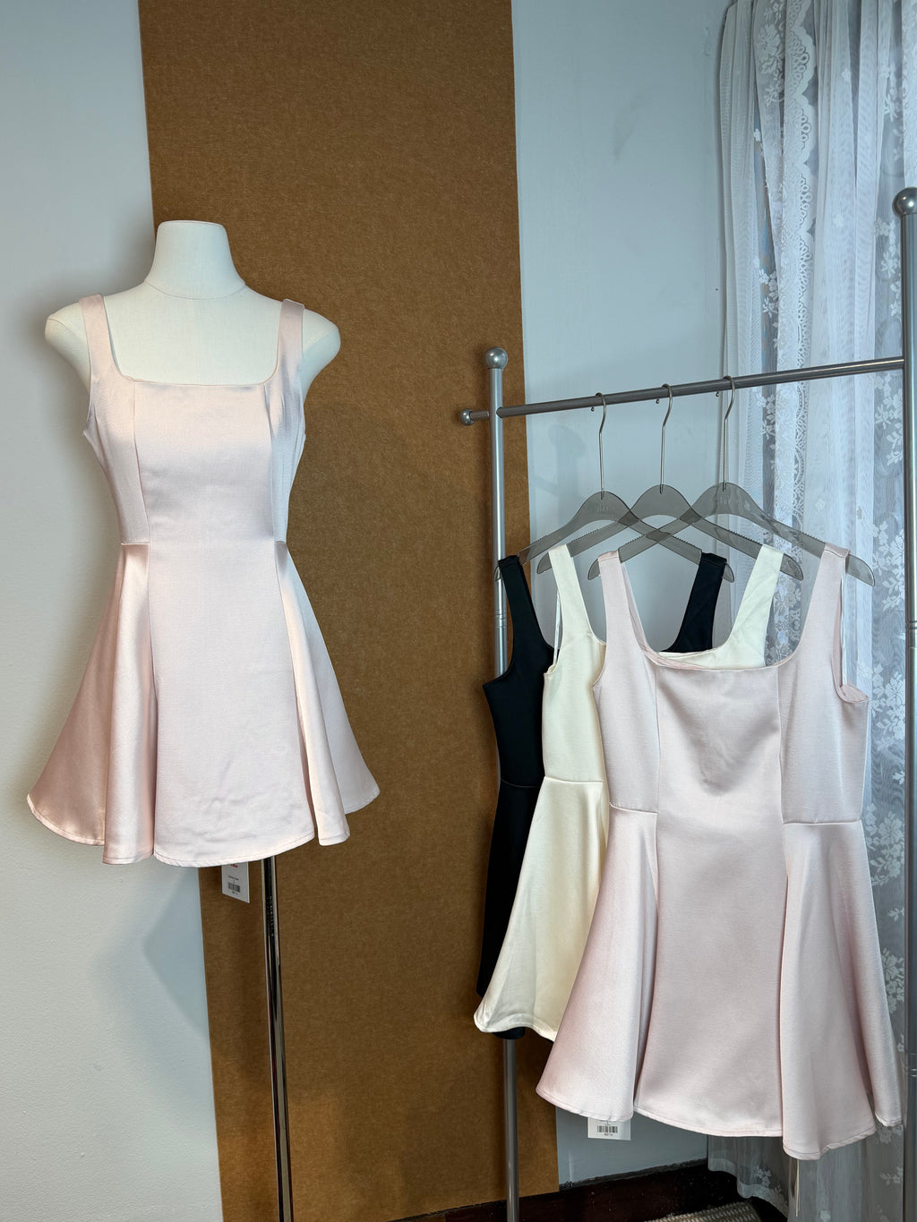 Square Neck Satin Mini Dress | Sydney