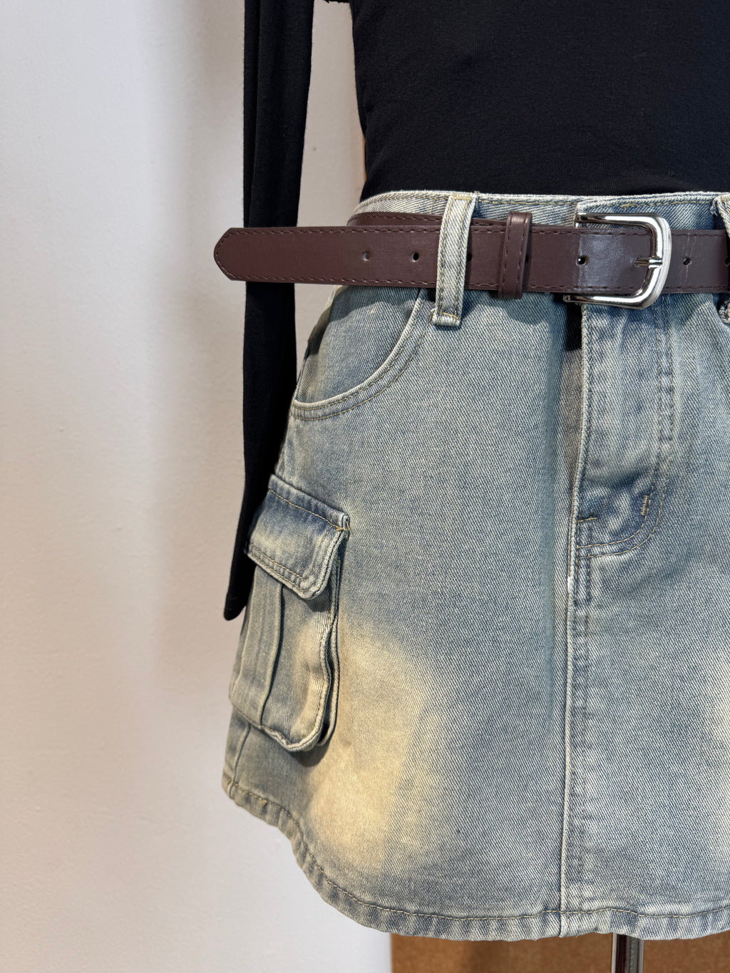 Cargo Pocket Denim Mini Skirt | Aurelia