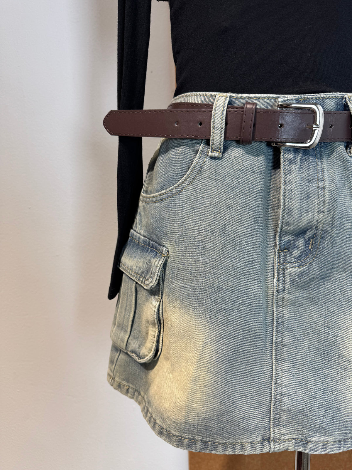 Cargo Pocket Denim Mini Skirt | Aurelia