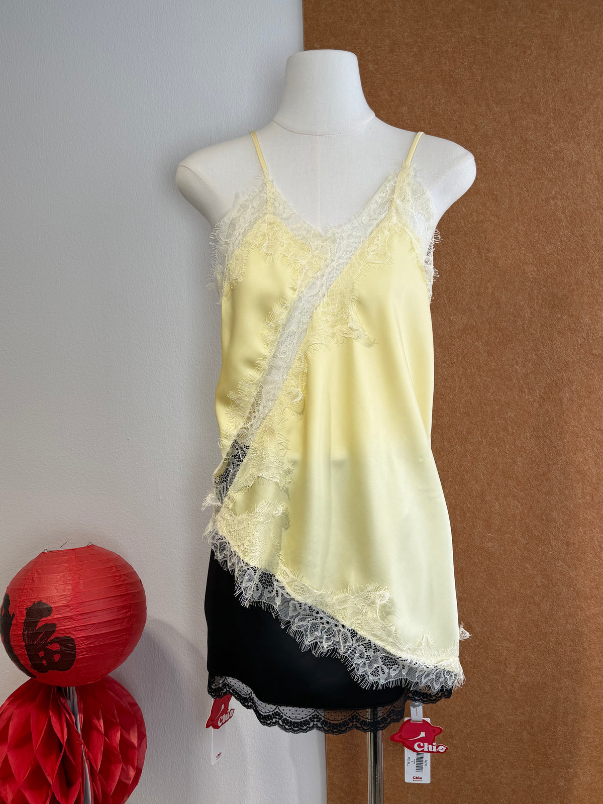 Eyelash Lace Trim Satin Cami Top | Ami