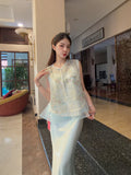 Butterfly Sequin Bead Embroidered Metallic Jacquard Organza Vest | Axel