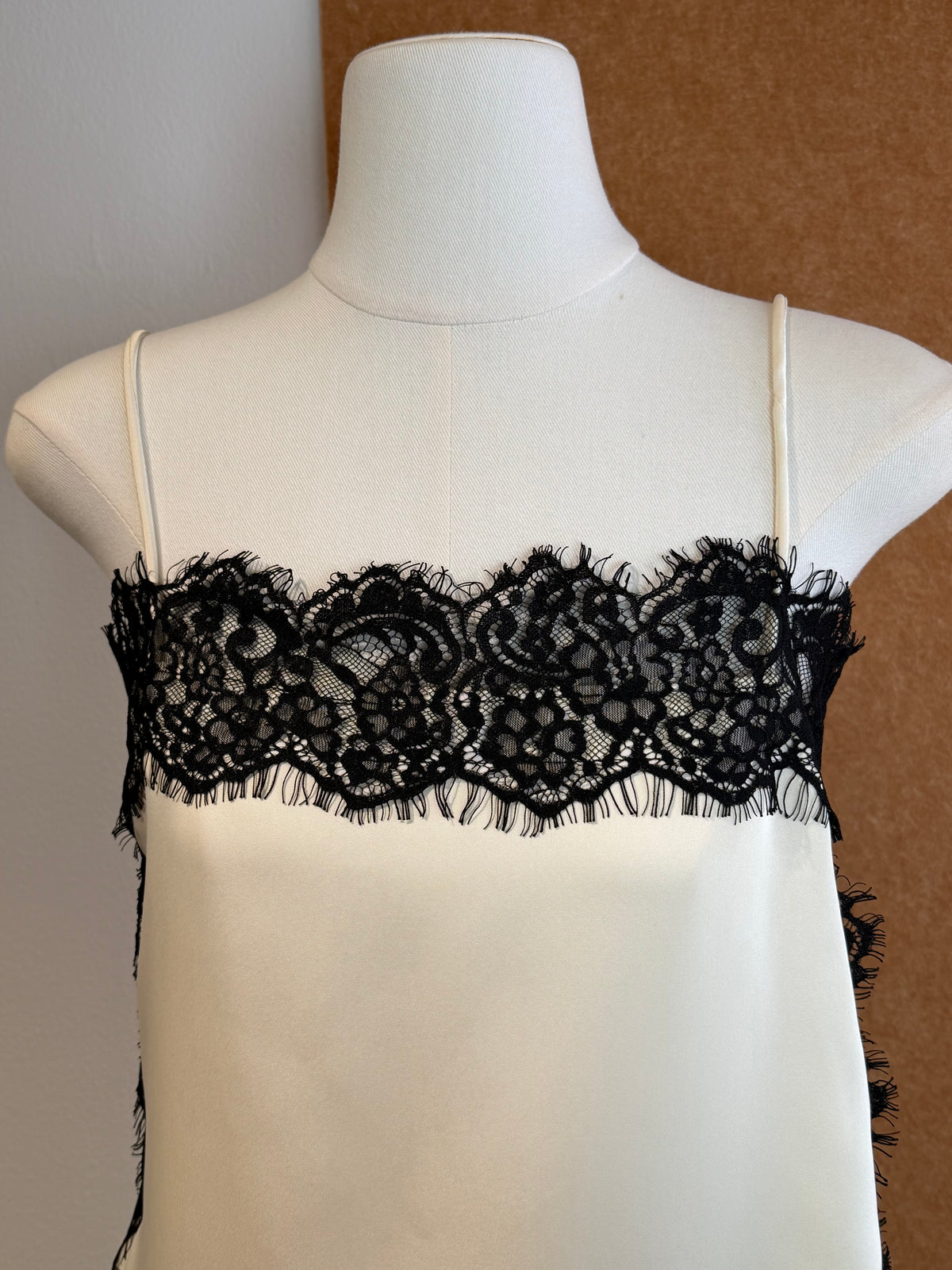 Eyelash Lace Trim Satin Cami | Anwen