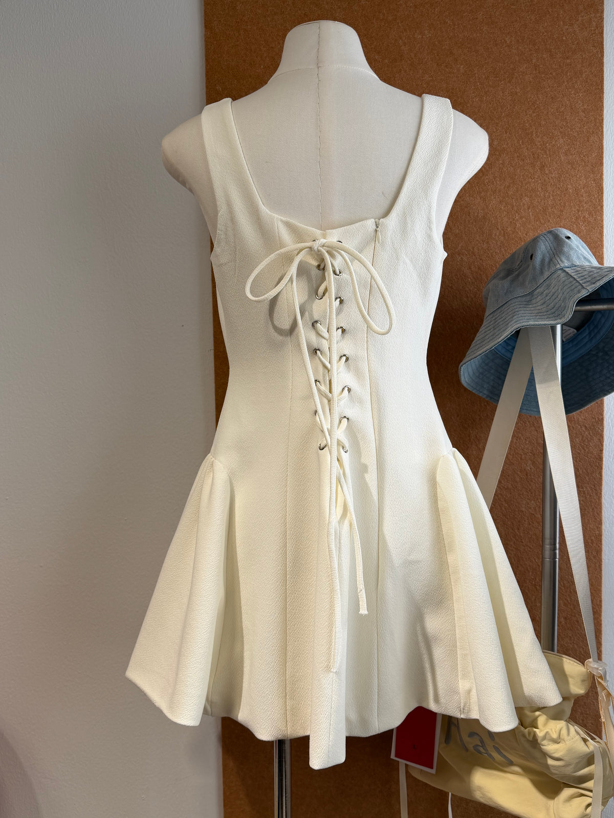 Square-Neck Lace-Up Mini Dress | Jemma Dress