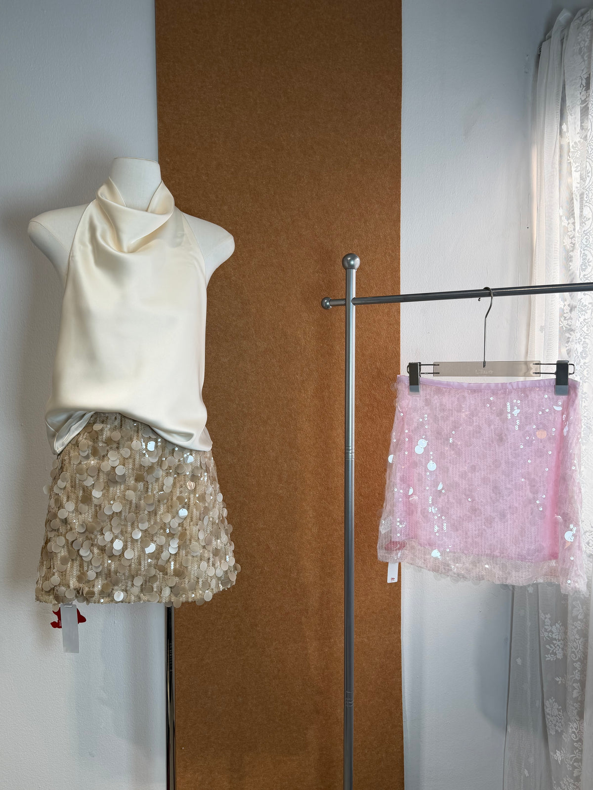 Oversized Disc Paillette A-Line Mini Skirt | Uliana