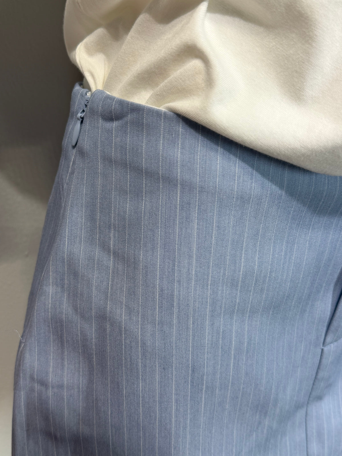 Pinstripe Suiting Micro Mini Skirt with Patch Pocket | Quynh