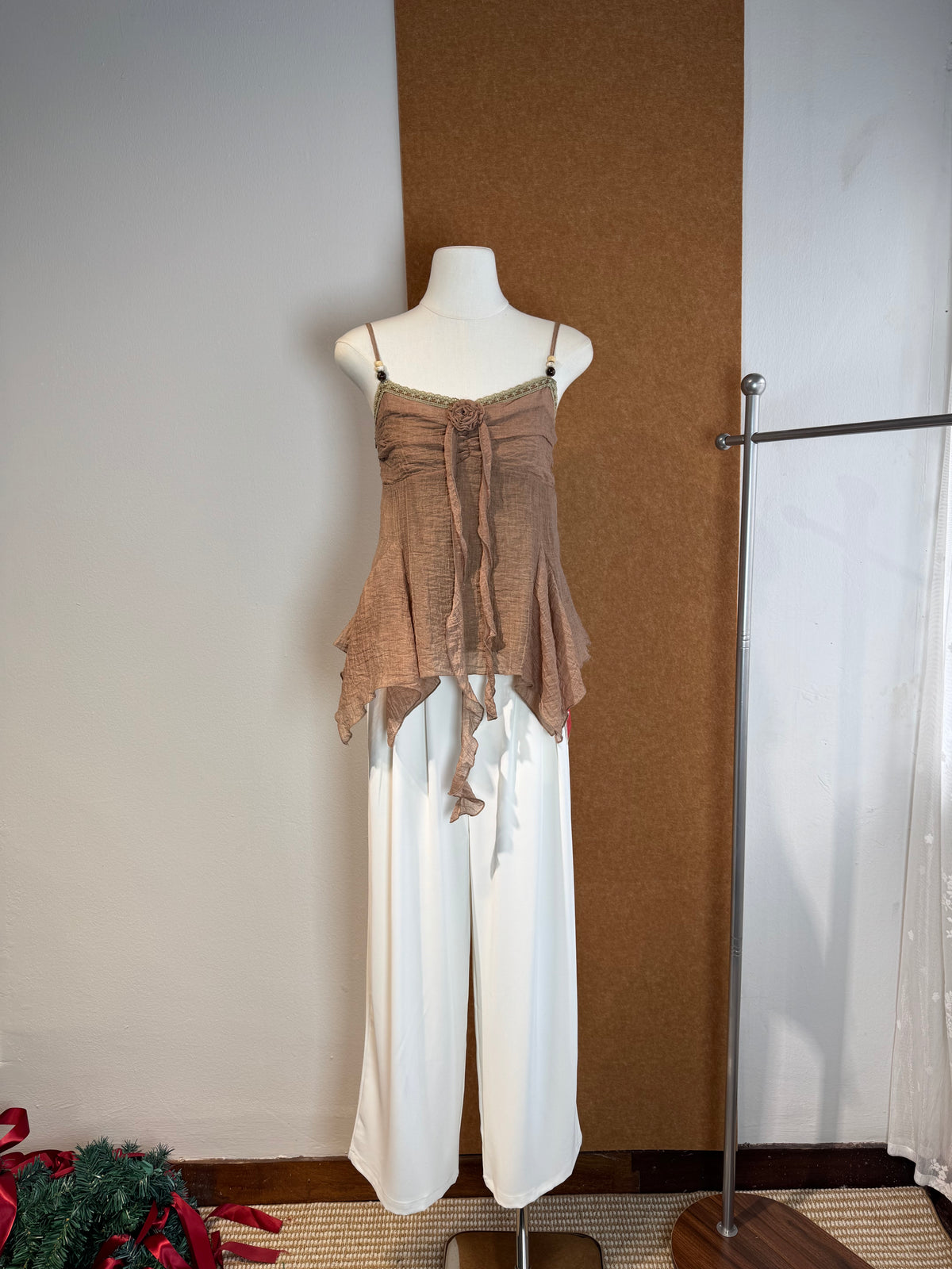 Beaded Strap Rosette Cami | Aether