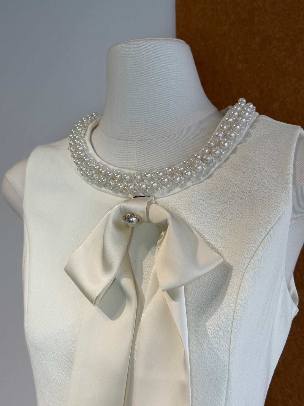 Pearl Collar 3D Floral Bow Mini Dress | Jess