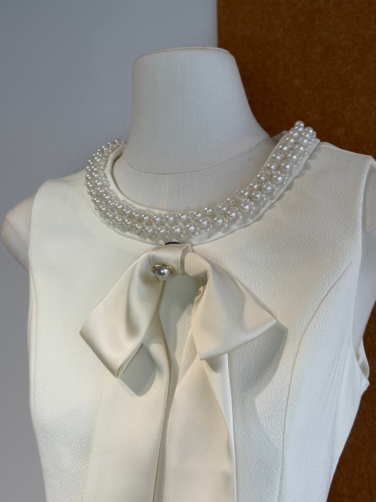 Pearl Collar 3D Floral Bow Mini Dress | Jess
