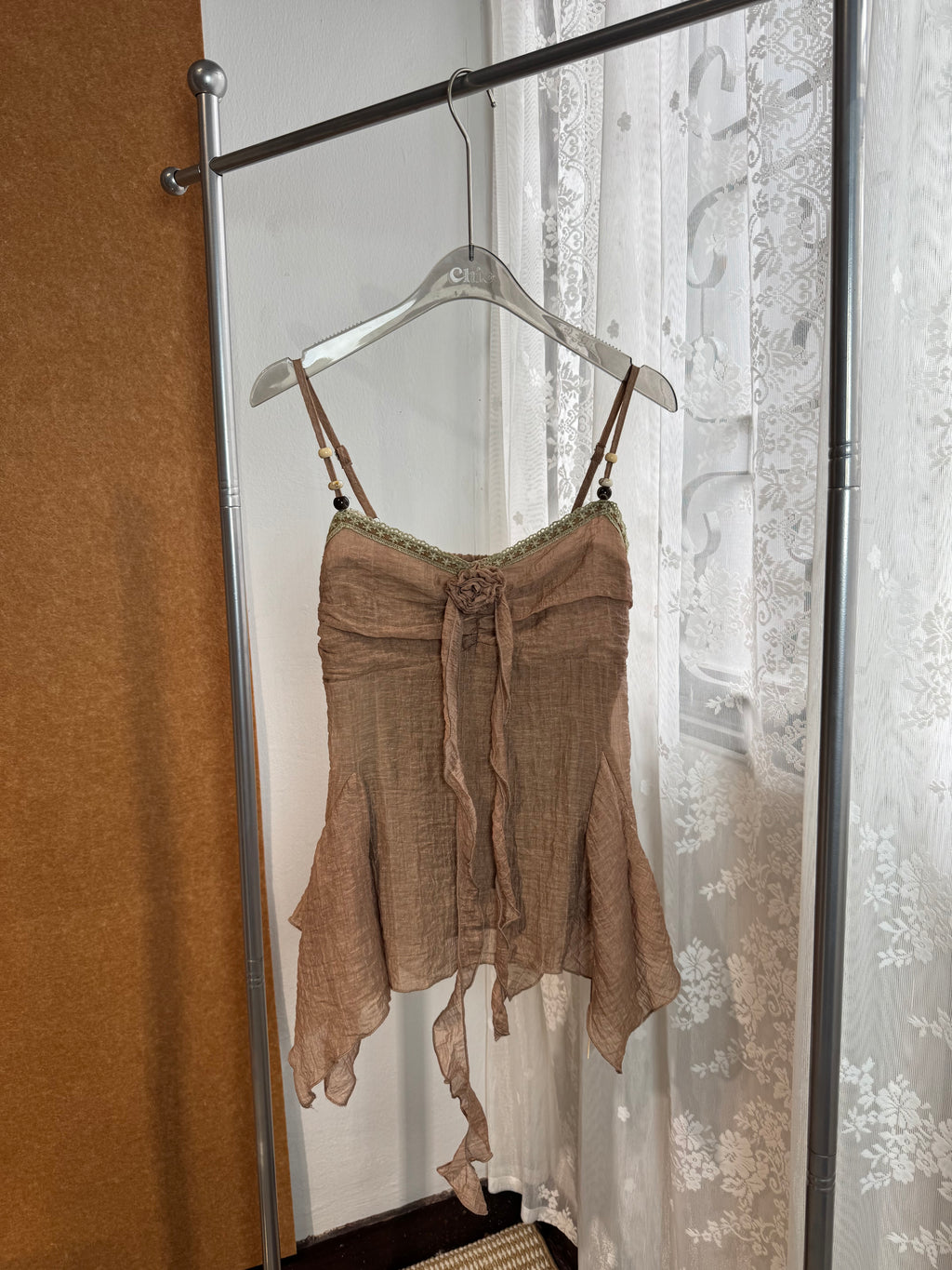 Beaded Strap Rosette Cami | Aether