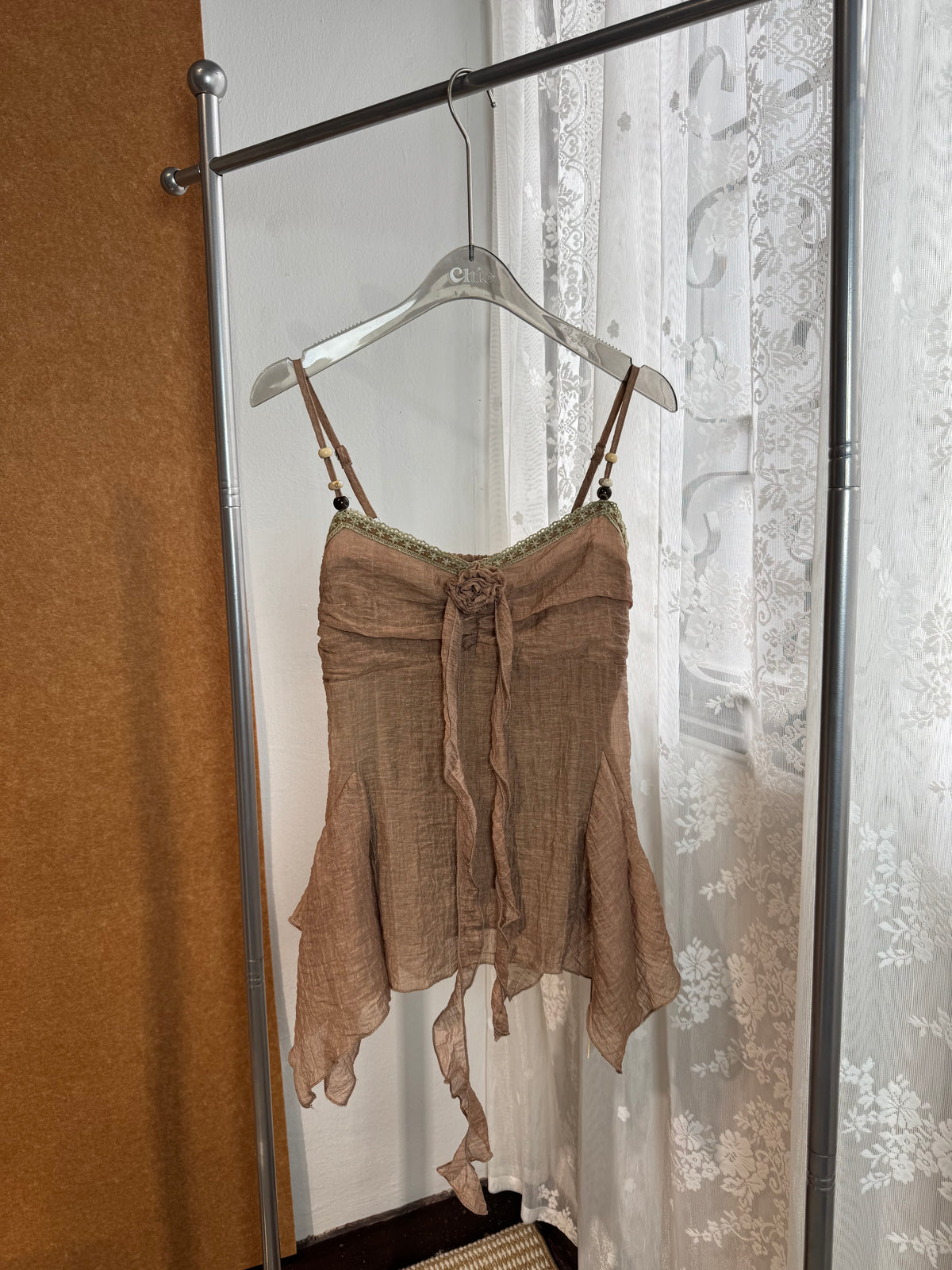 Beaded Strap Rosette Cami | Aether