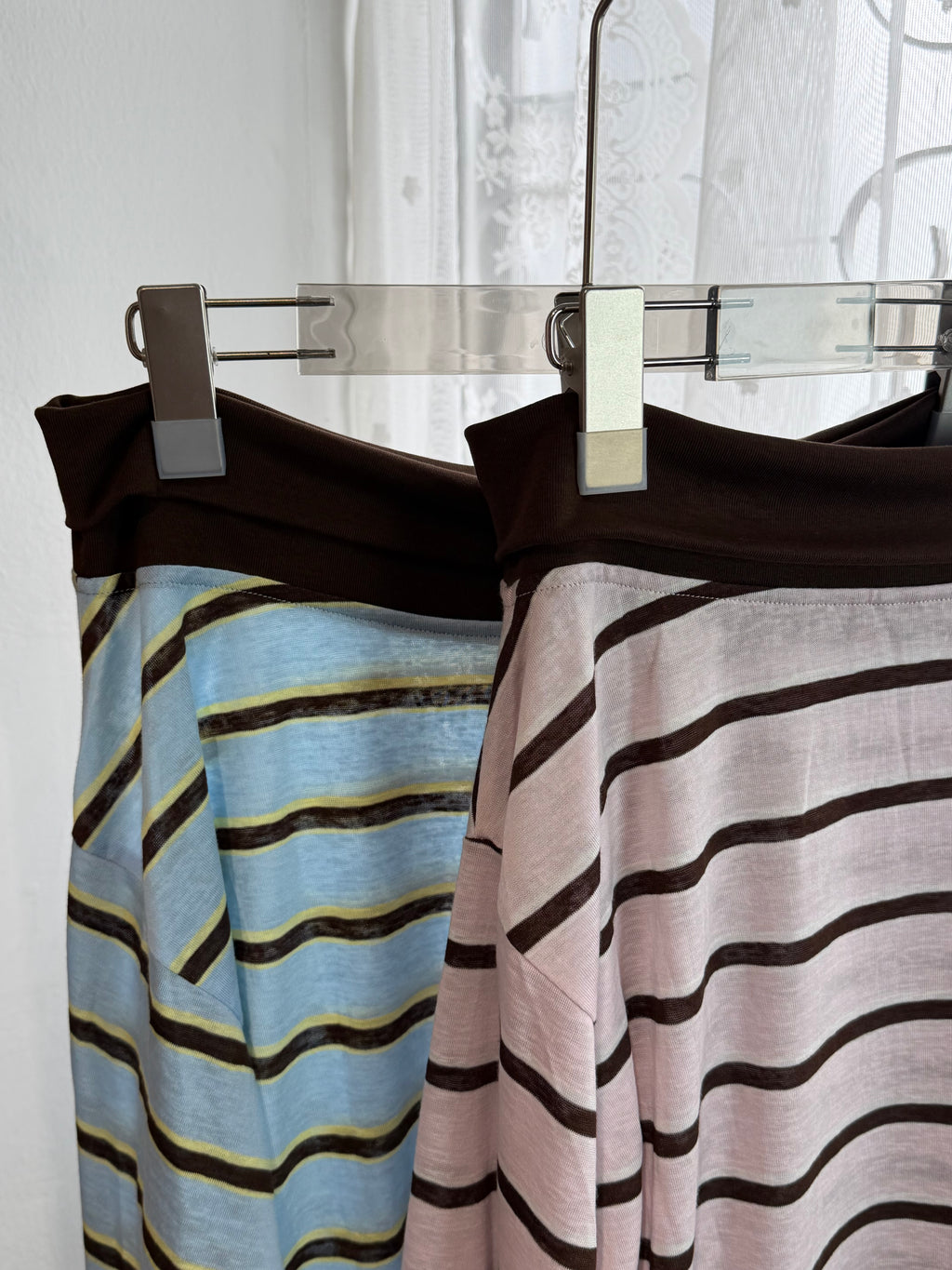 Contrast Band Off-Shoulder Stripe Top | Margot