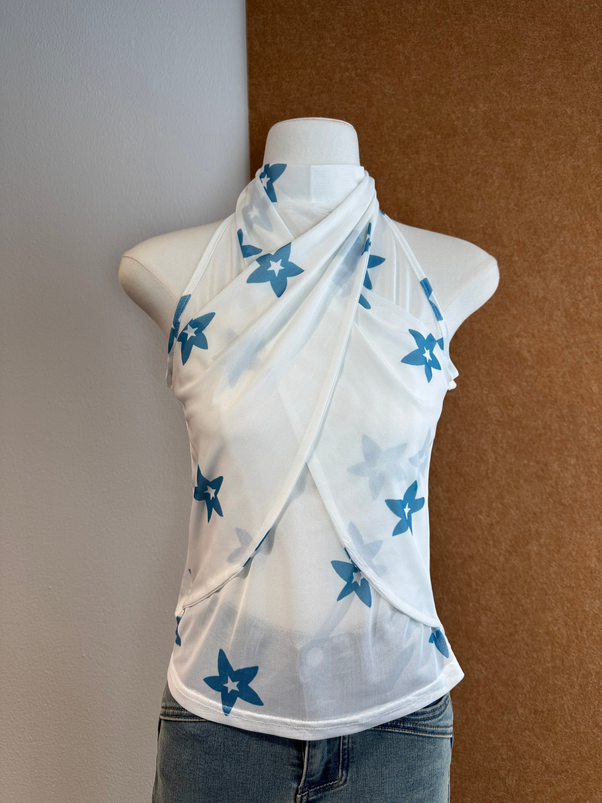 Star Print Wrap Halter Top | Tansy Top