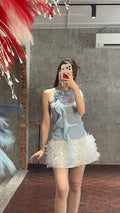 3D Petal Ruffle Organza High-Waist Mini Skirt | Princess