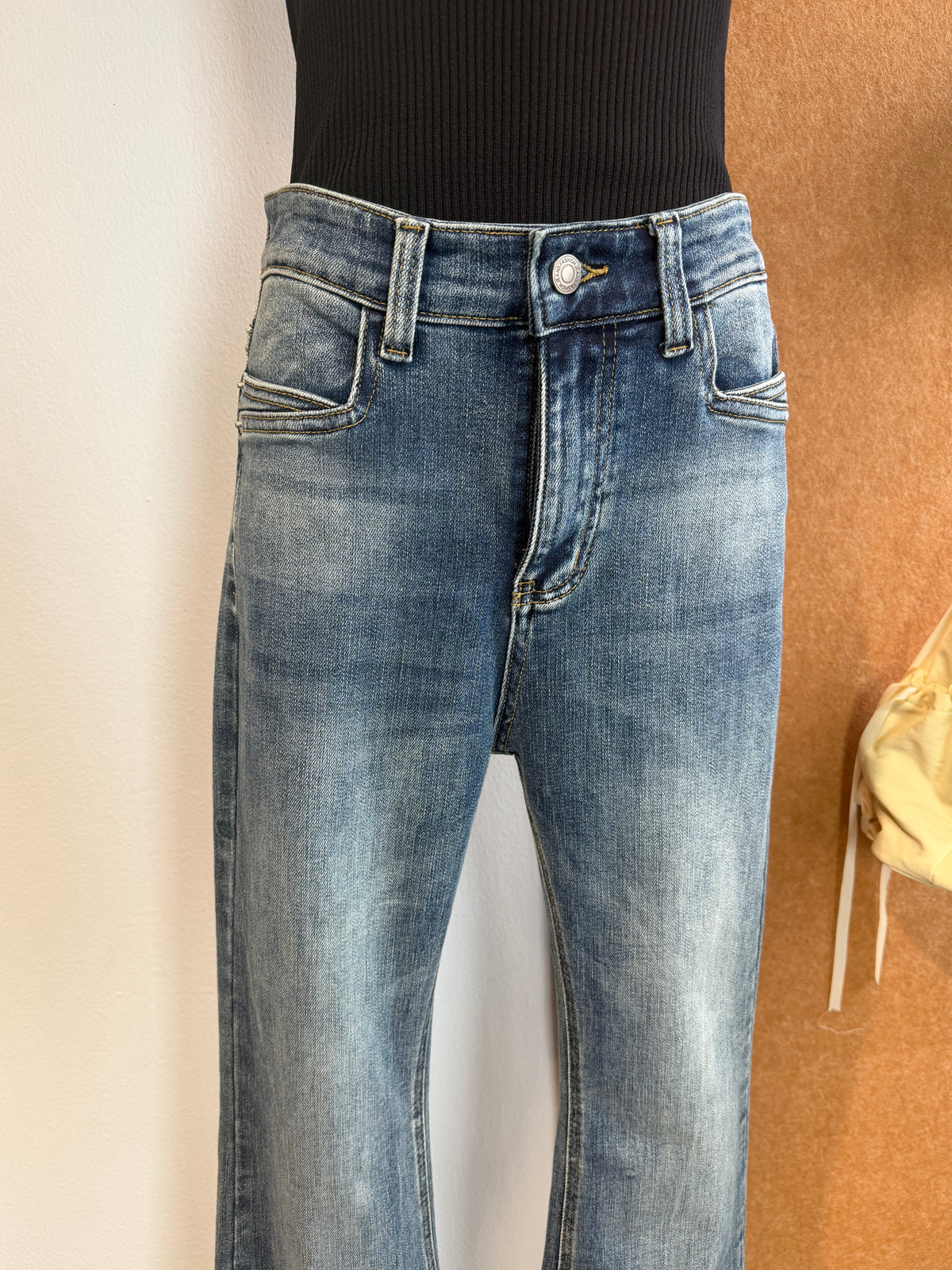 Washed Blue Flared Jeans | Mia Bottom