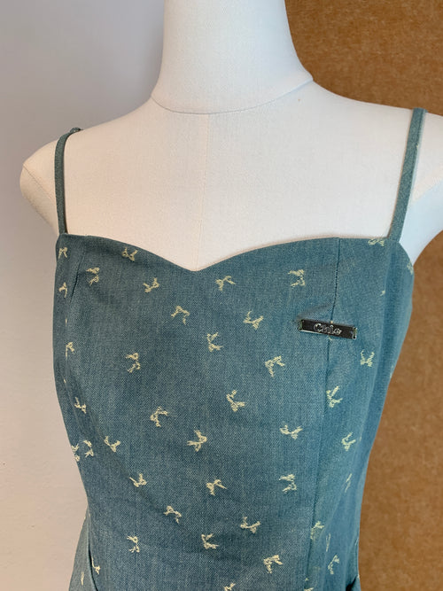 Bow Print Denim Mini Dress | Jessie